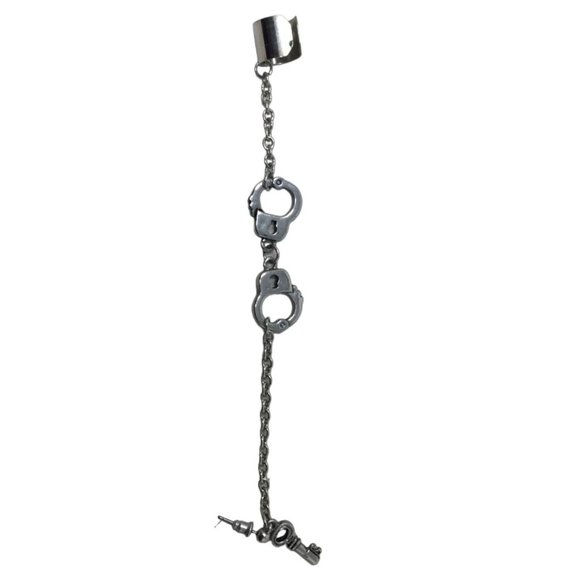Handcuff Earring and Cuff for Upper Earlobe- Dangly Earring Accessory - Picture 2 of 2
